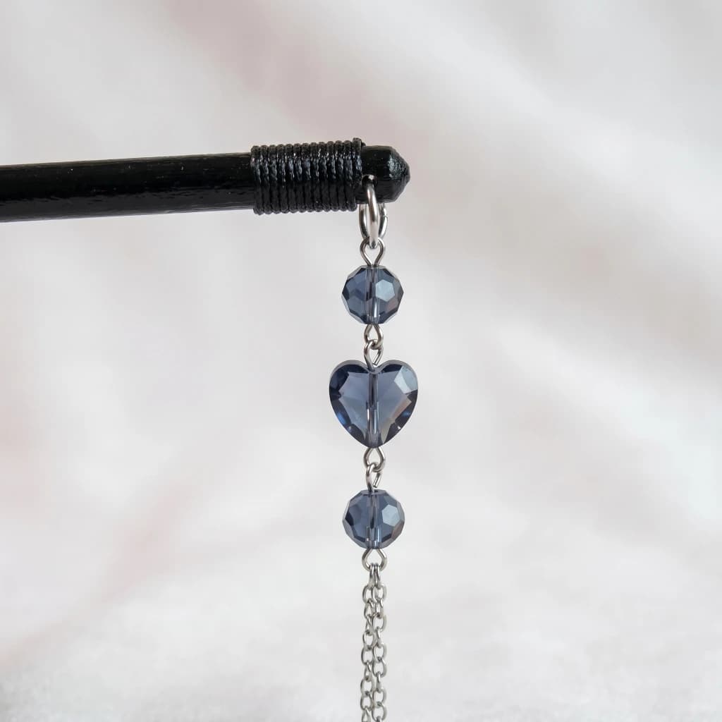QDORA Black Heart Dangling Hair Stick Pin image 4