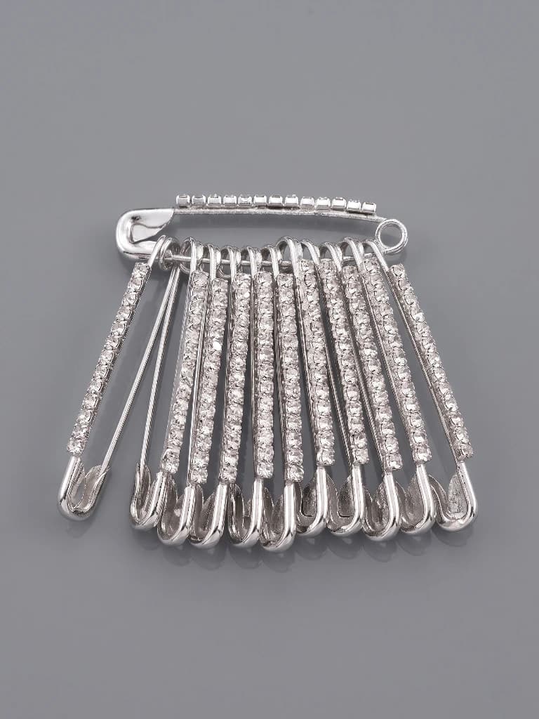 QDORA Silver Crystal Safety Saree Pin image 3