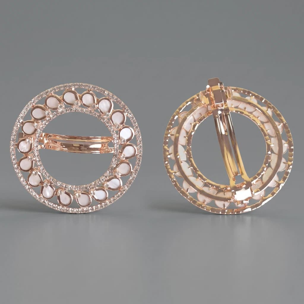 QDORA Rose Gold Crystal Round French Barrette image 3