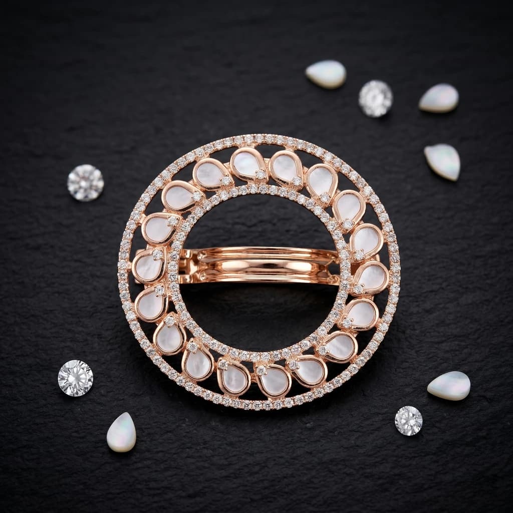 QDORA Rose Gold Crystal Round French Barrette image 2