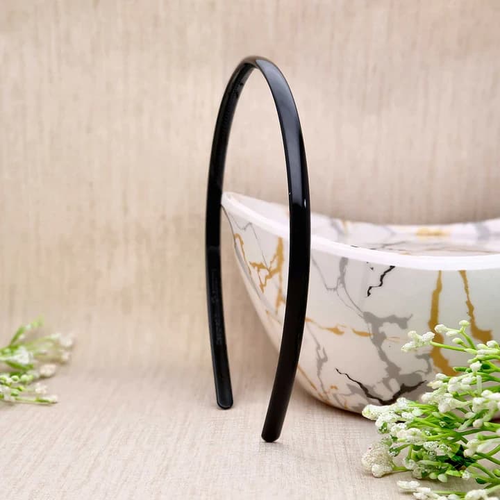QDORA Black Glossy Sleek Slim Hair Band image 1