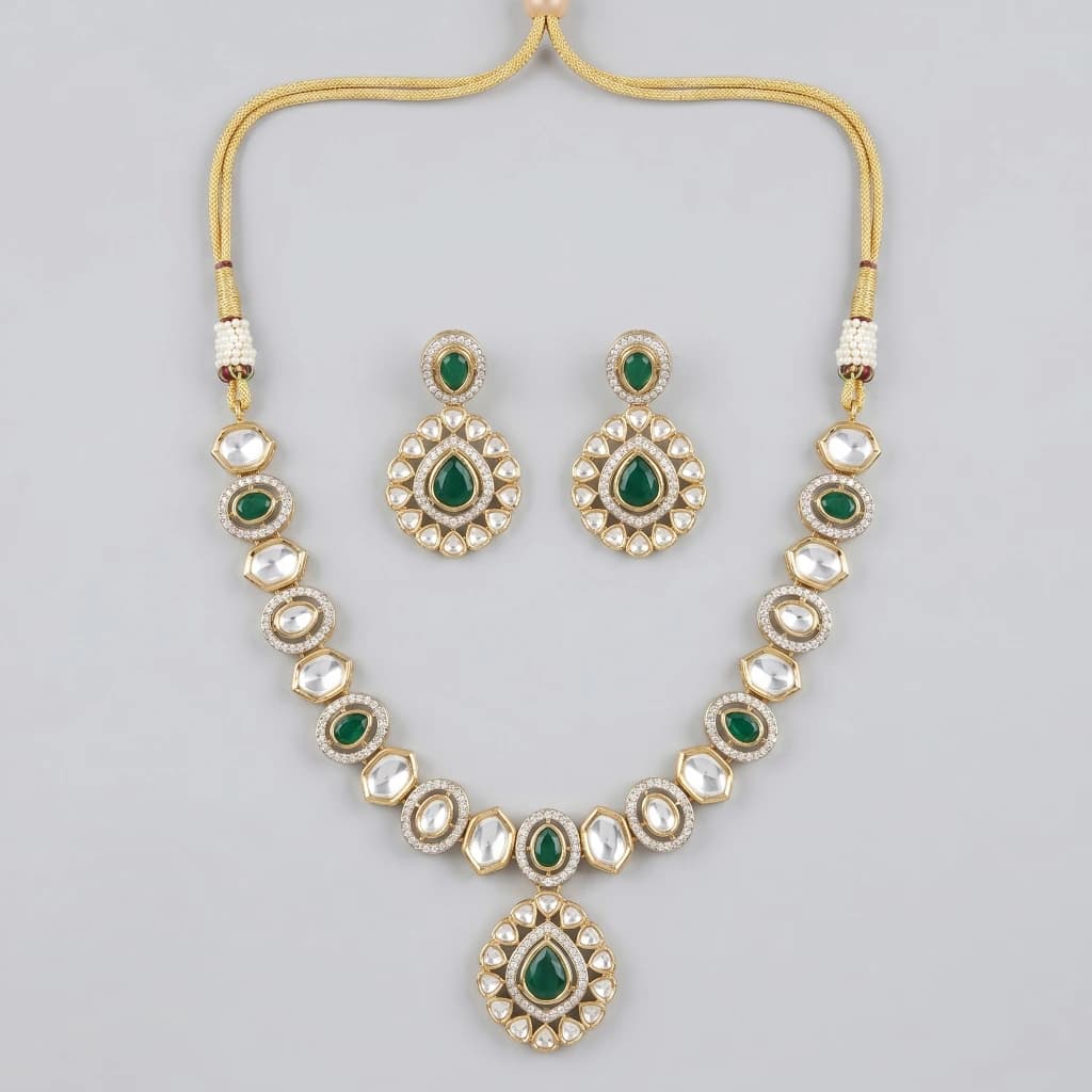 Celeste Emerald Kundan Necklace Set image 1