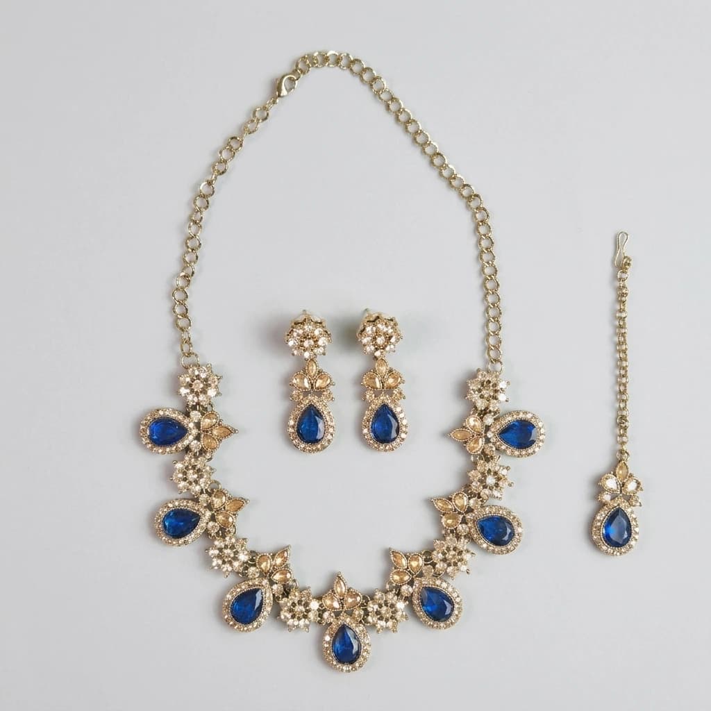 Celeste Sapphire Blue Stone Necklace Set image 2