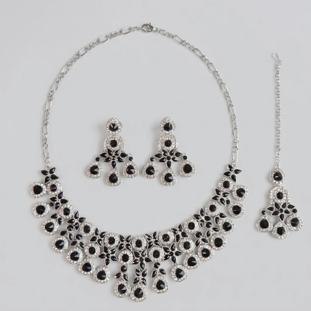 Noir Brilliance Silver & Black Jewelry Set image 2