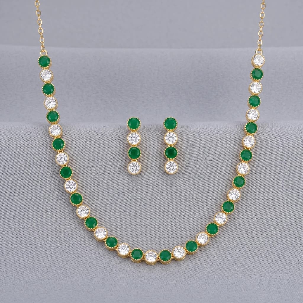 Luxe Emerald Minimal Necklace Set image 1