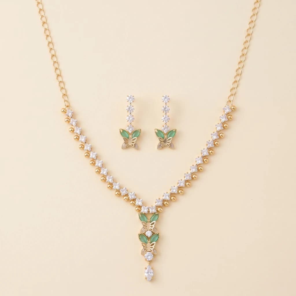 Crimson Aura Gold Necklace and Earring Set image 1