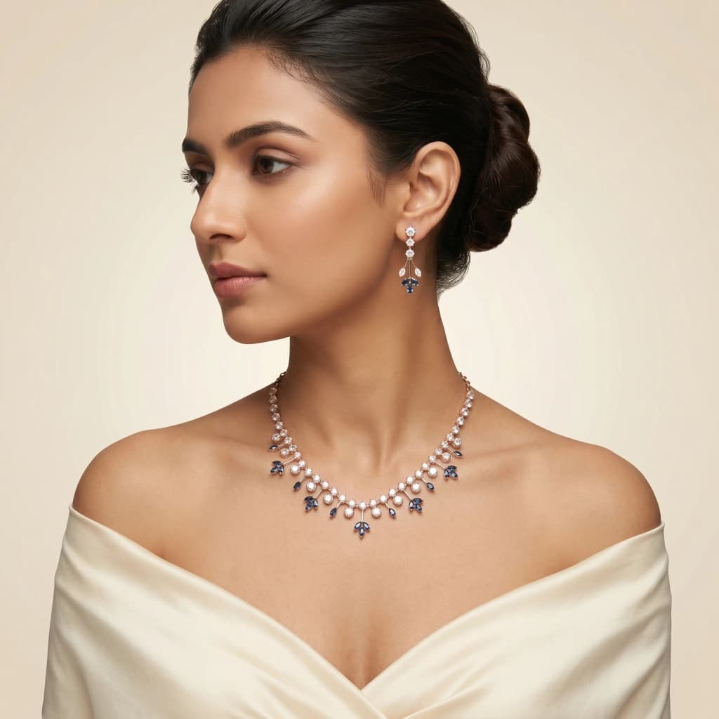 Sapphire Seraphina Set Necklace & Earring Set image 4