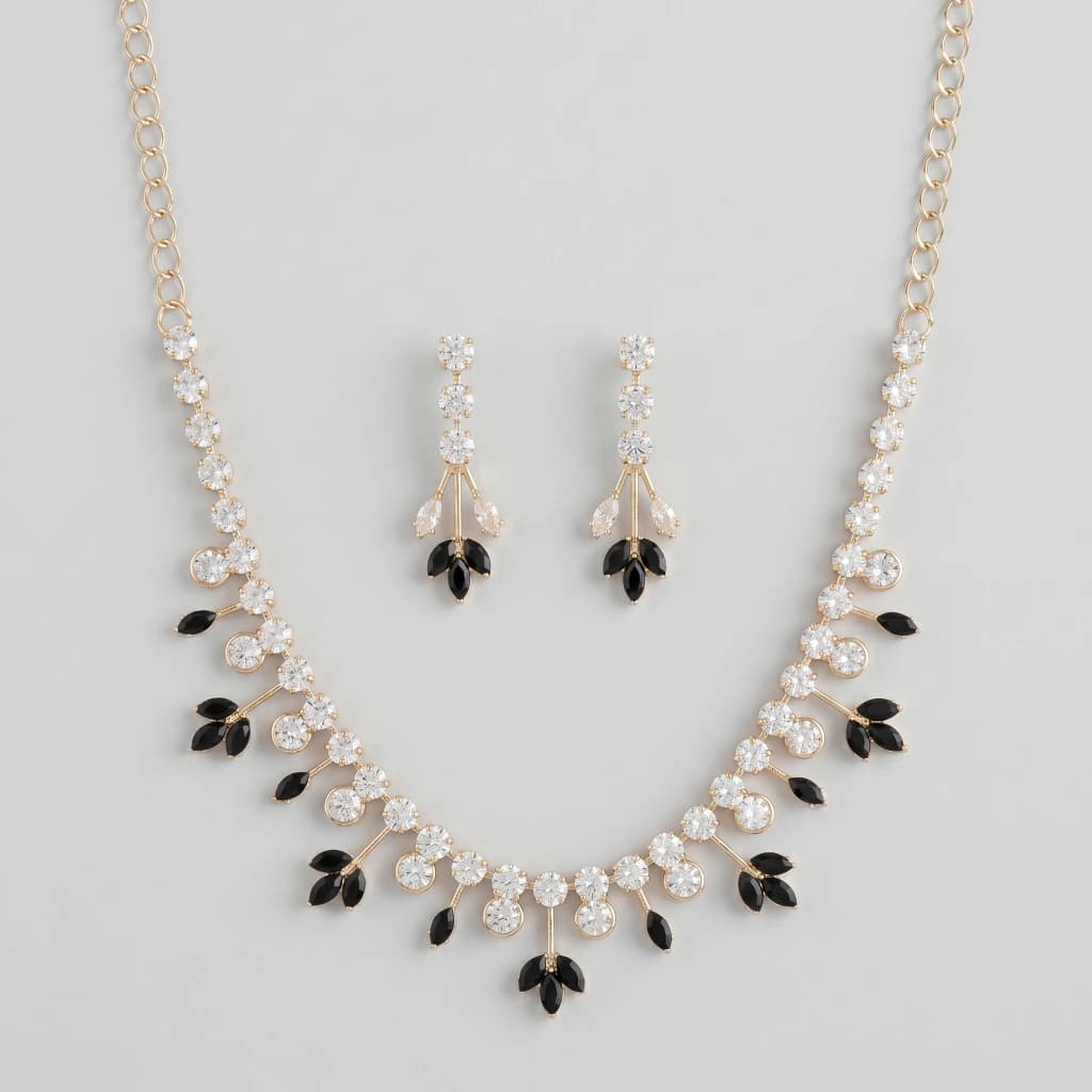 Aura Black & Gold Suite Gemstone Necklace Set image 2