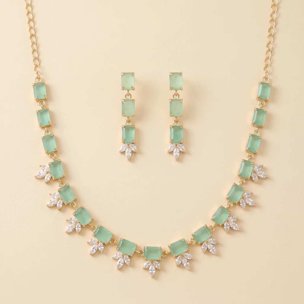 Ishani Mint Suite Necklace Set image 2