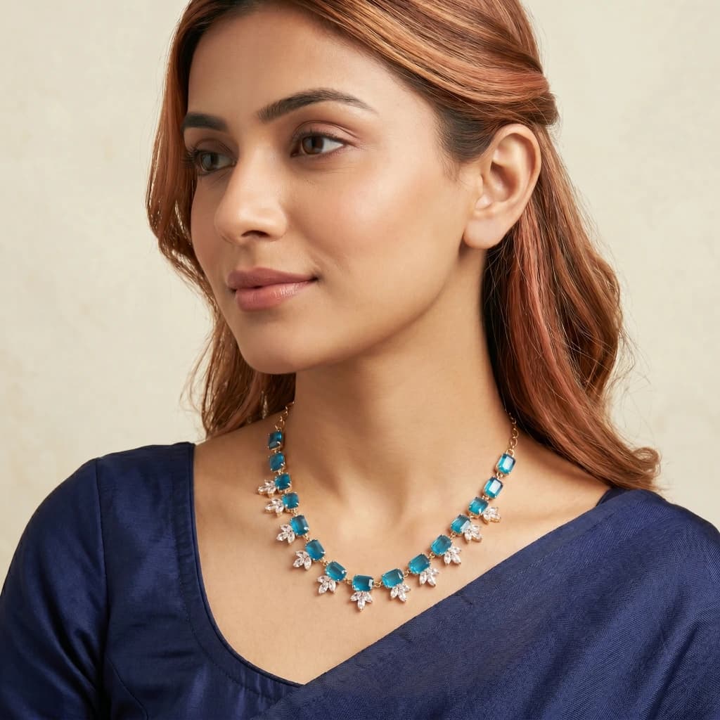 Aradhya Sapphire Suite Necklace Set image 1