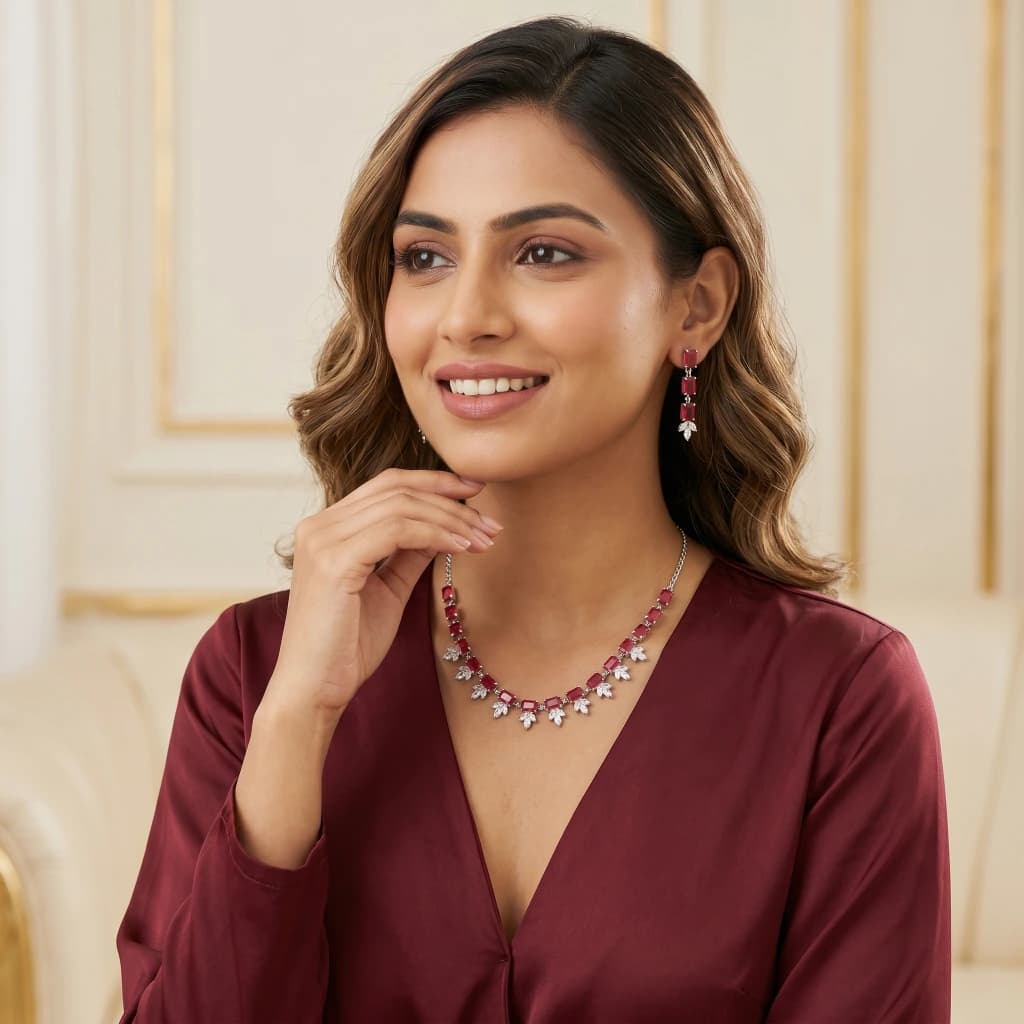 Advika Ruby Suite Necklace Set image 1