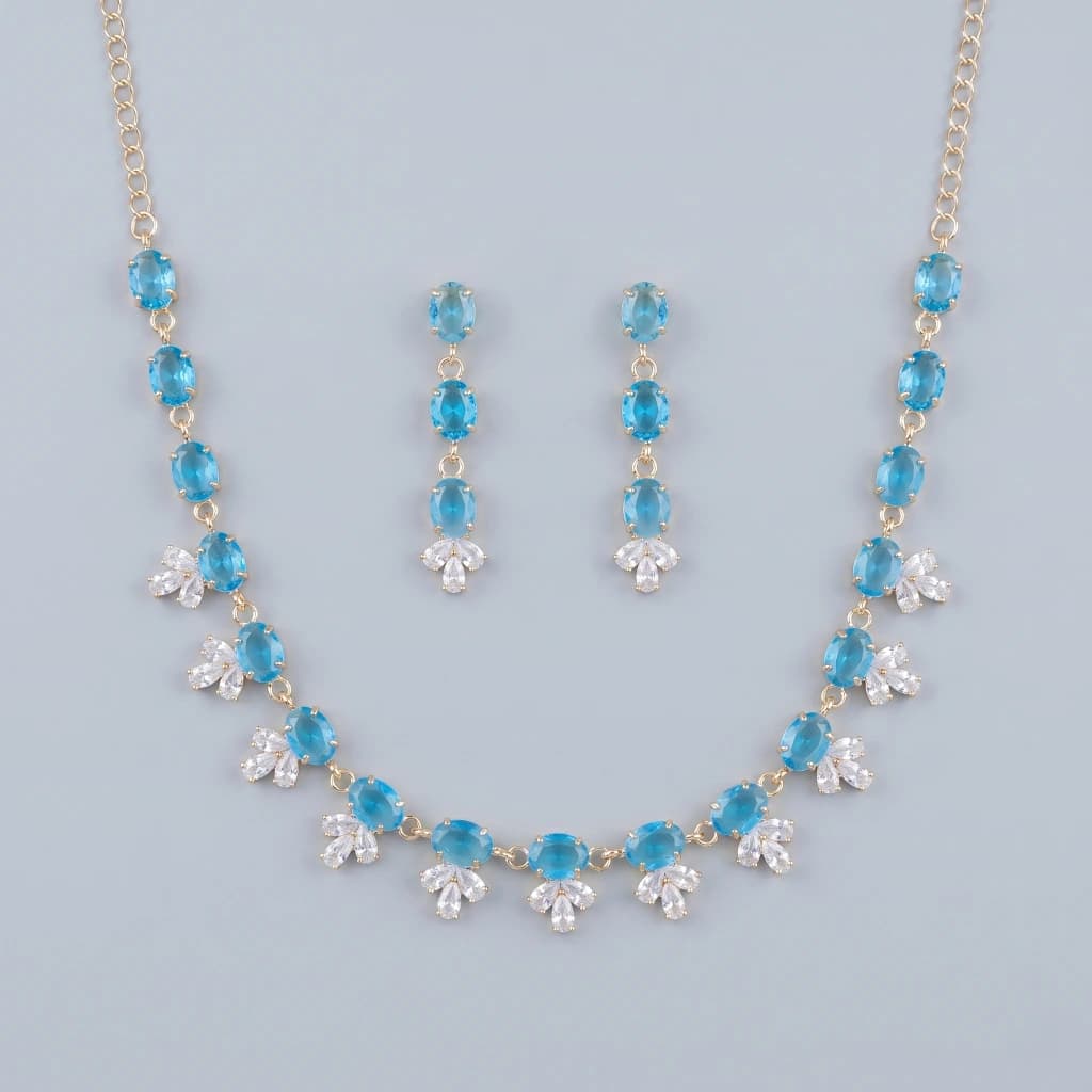 Ananya Aquamarine Suite Necklace Set image 1