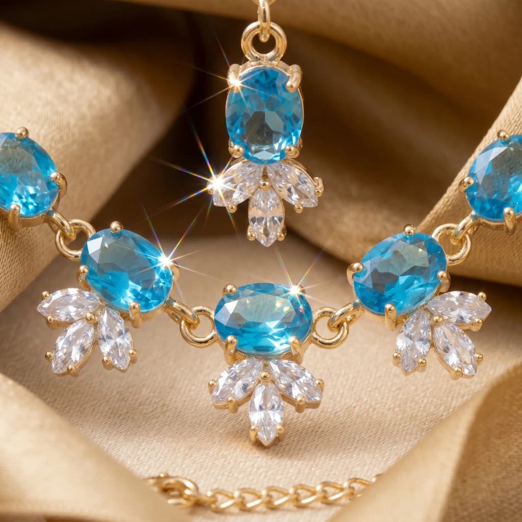 Ananya Aquamarine Suite Necklace Set image 4