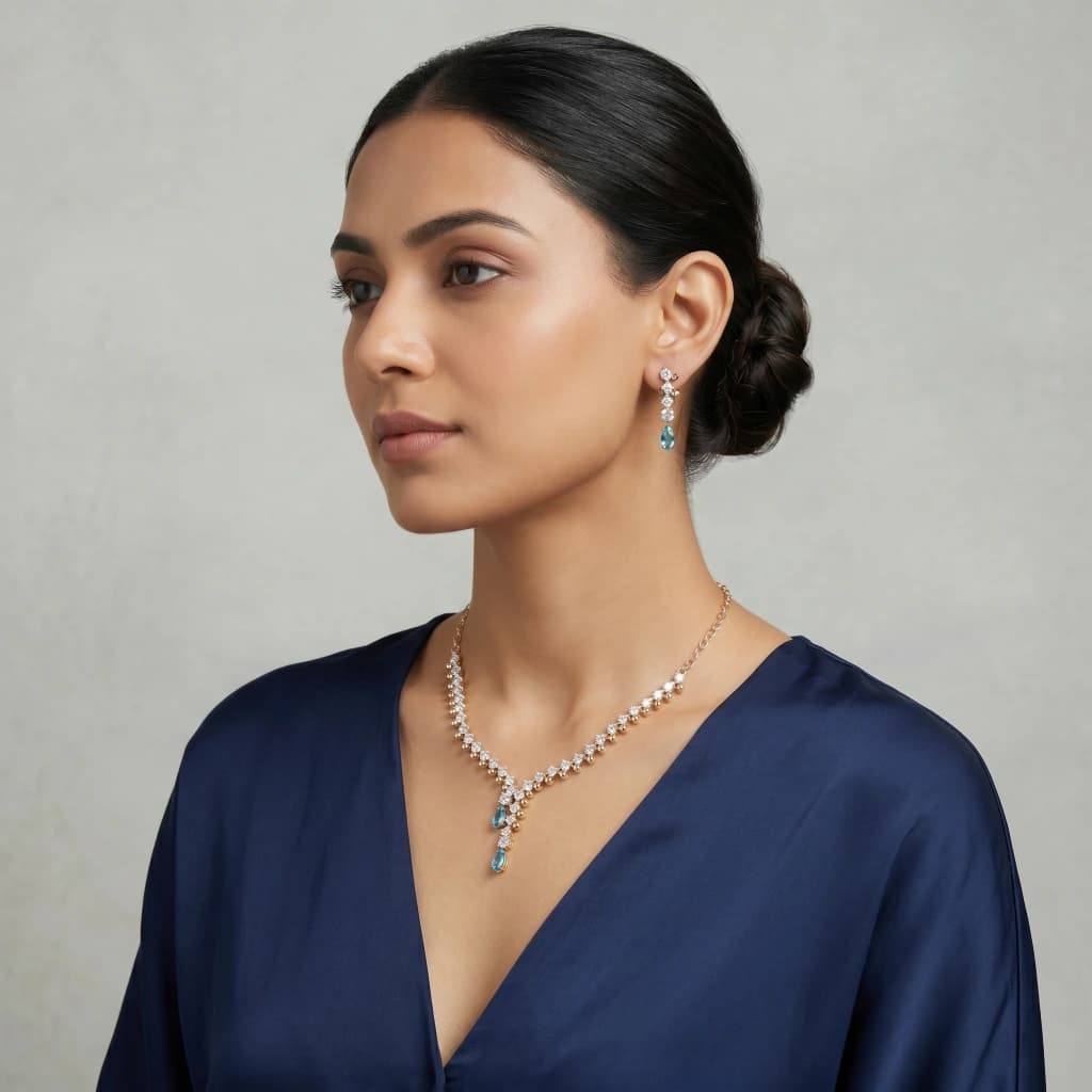 Meera Azure Royale Suite Necklace Set image 2
