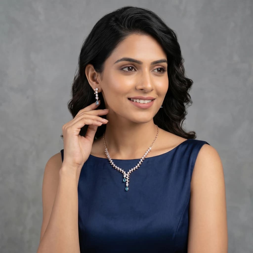 Meera Azure Royale Suite Necklace Set image 3