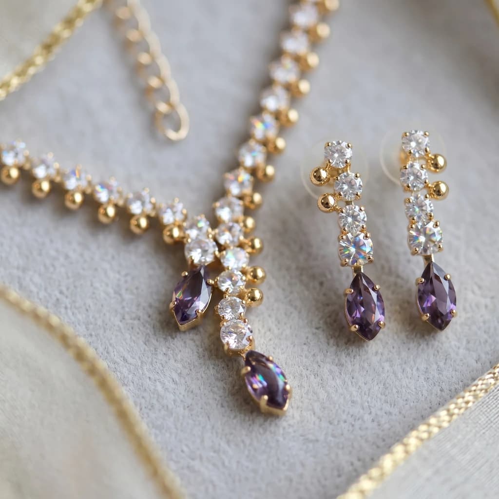 Jhiya Plum Necklace Set image 4