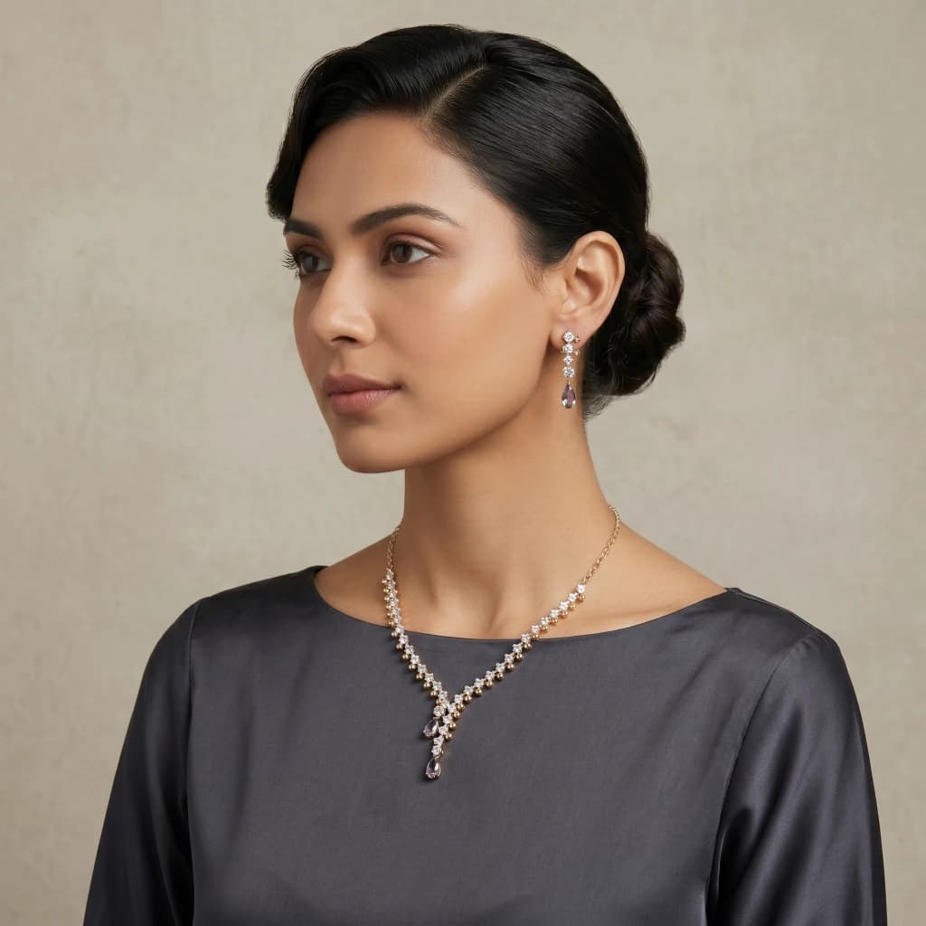 Jhiya Plum Necklace Set image 3