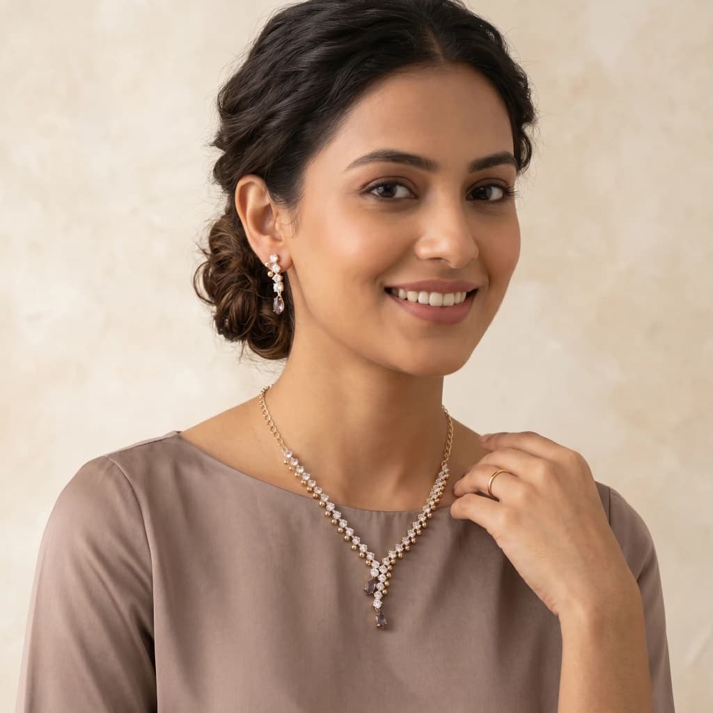 Jhiya Plum Necklace Set image 2
