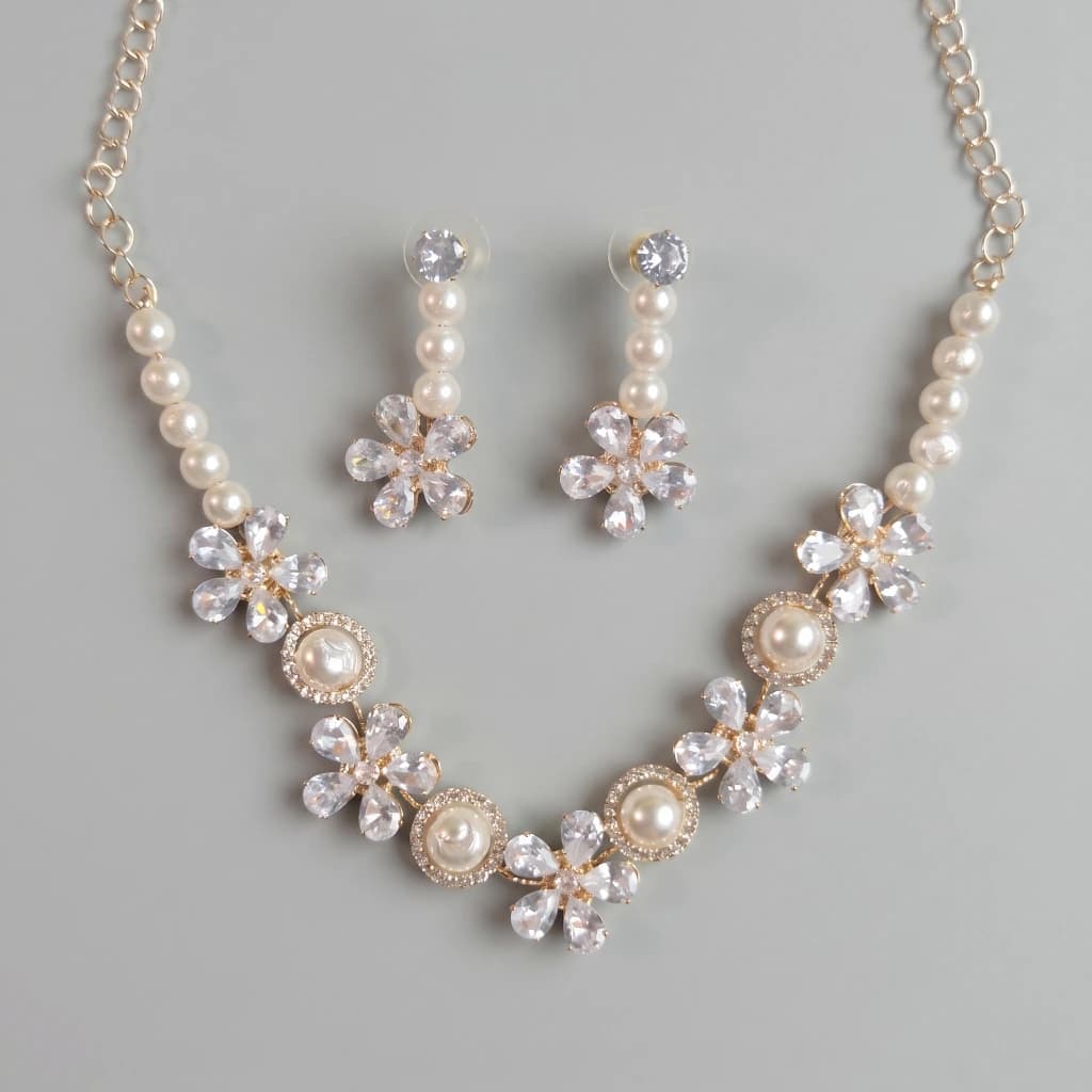 Lavanya Pearl Flora Necklace Set image 2