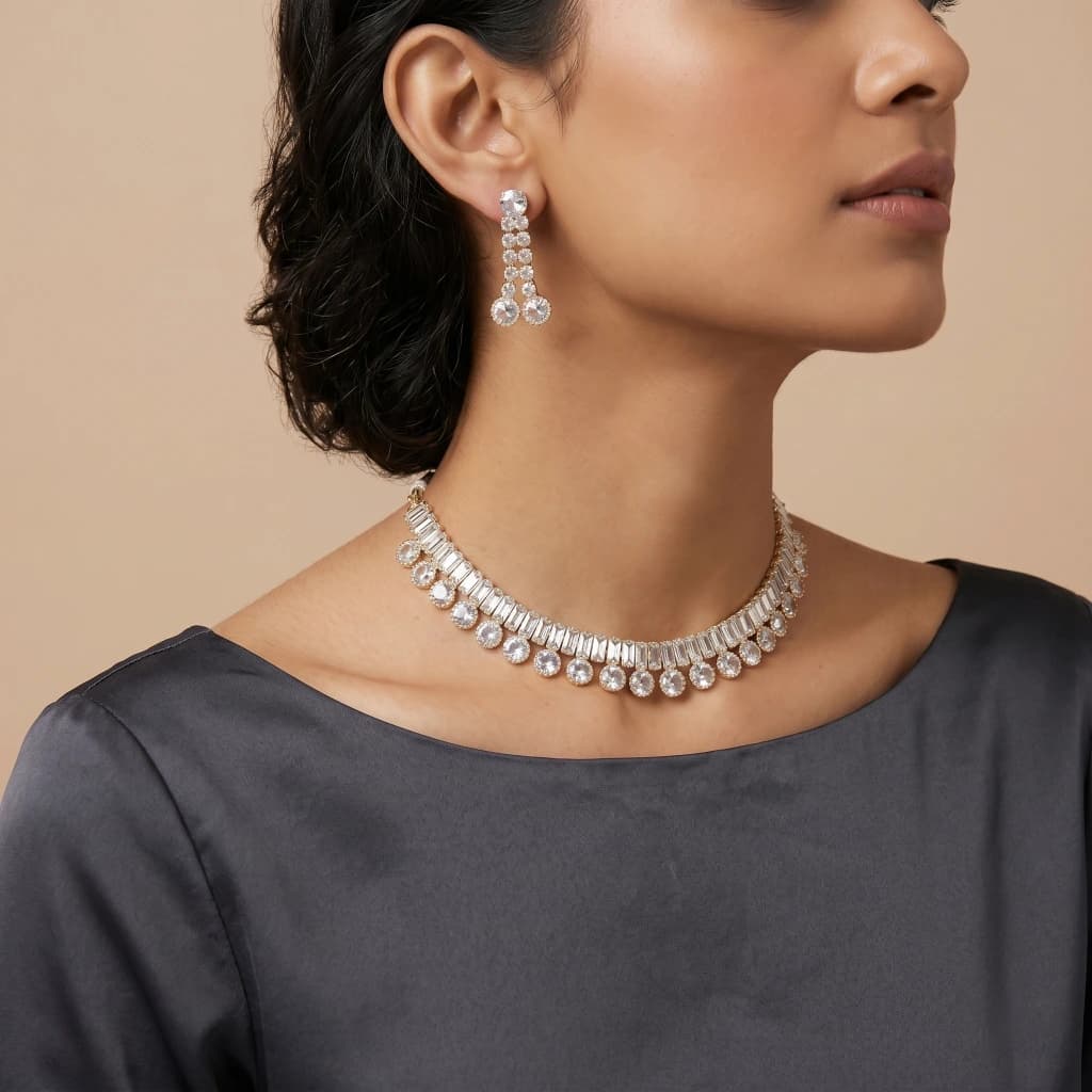 Aiswarya Diamond Suite Necklace Set image 1