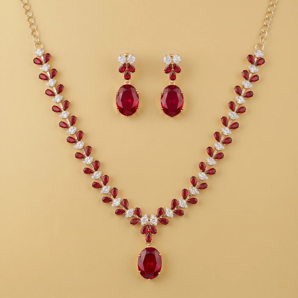 Dakshina Ruby Royale Necklace & Earring Set image 1