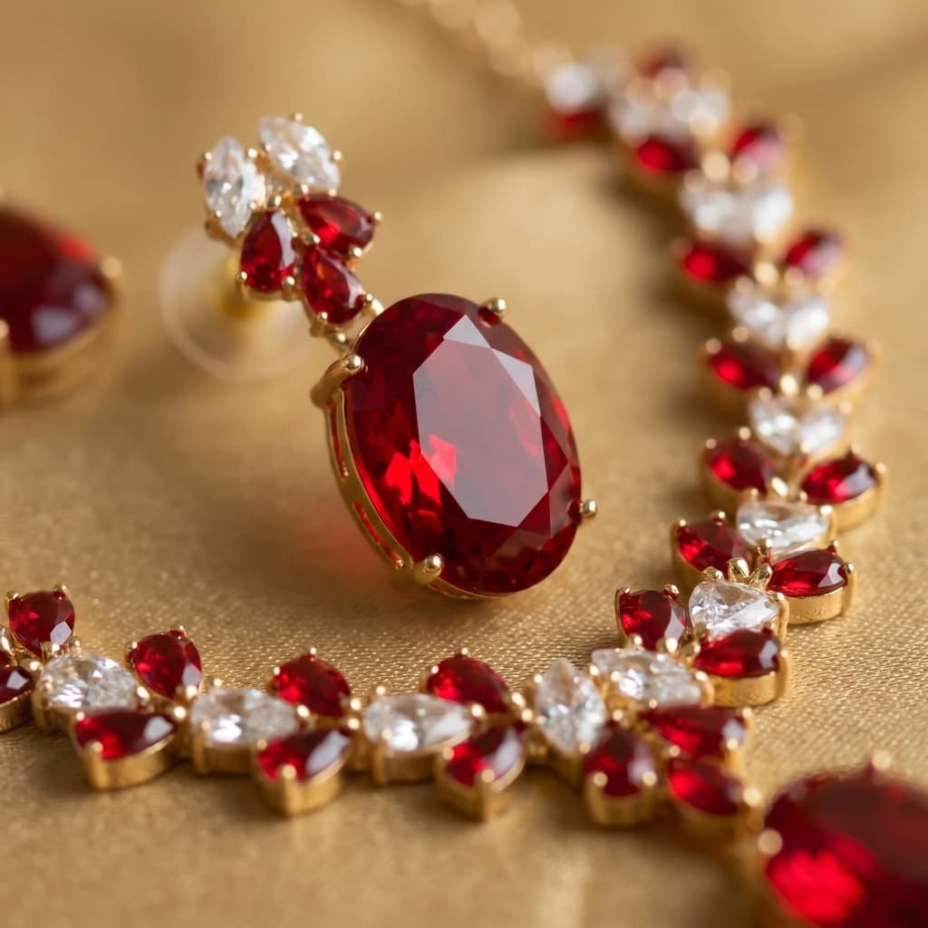 Dakshina Ruby Royale Necklace & Earring Set image 5