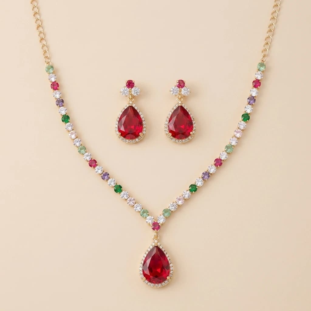 Ishani Navratna Royale Necklace Set image 2