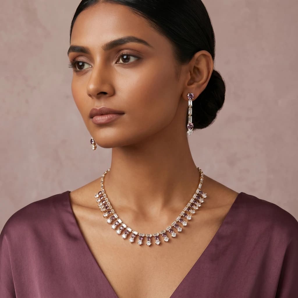 Tara Amethyst Suite Necklace & Earring Set image 2