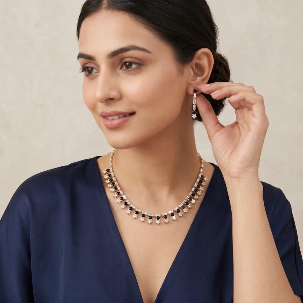 Anjana Starry Midnight Suite Necklace & Earring Set image 3