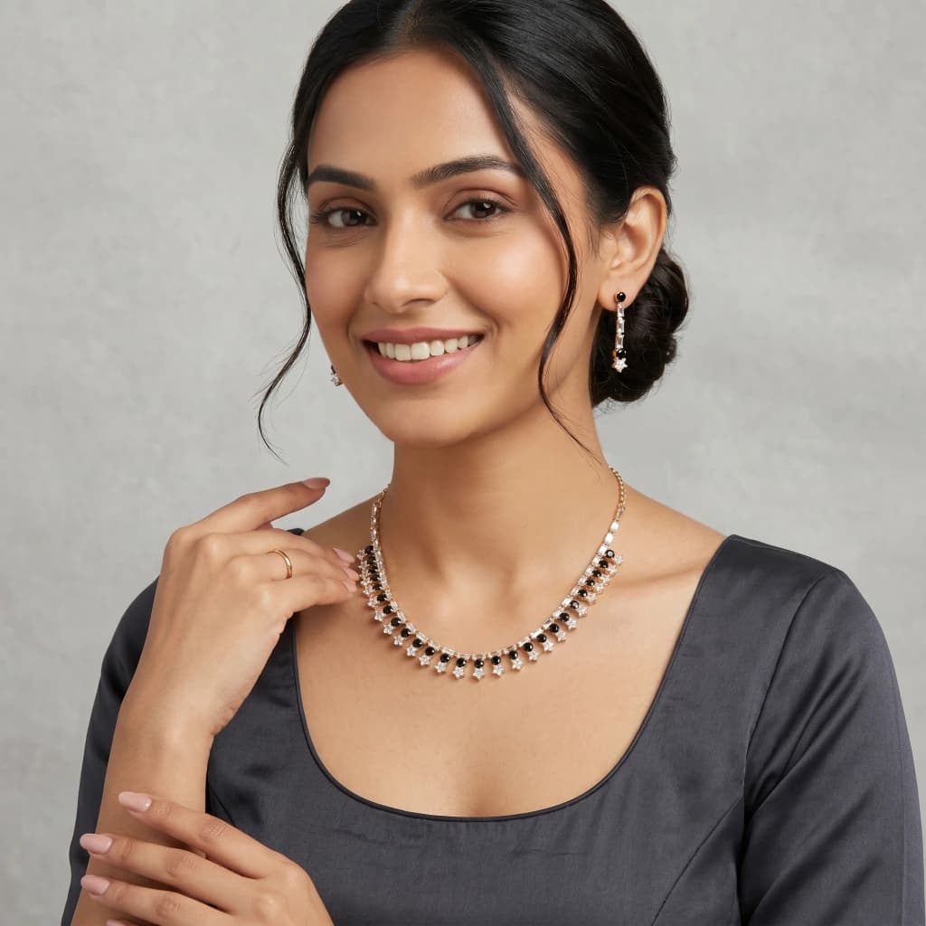 Anjana Starry Midnight Suite Necklace & Earring Set image 4