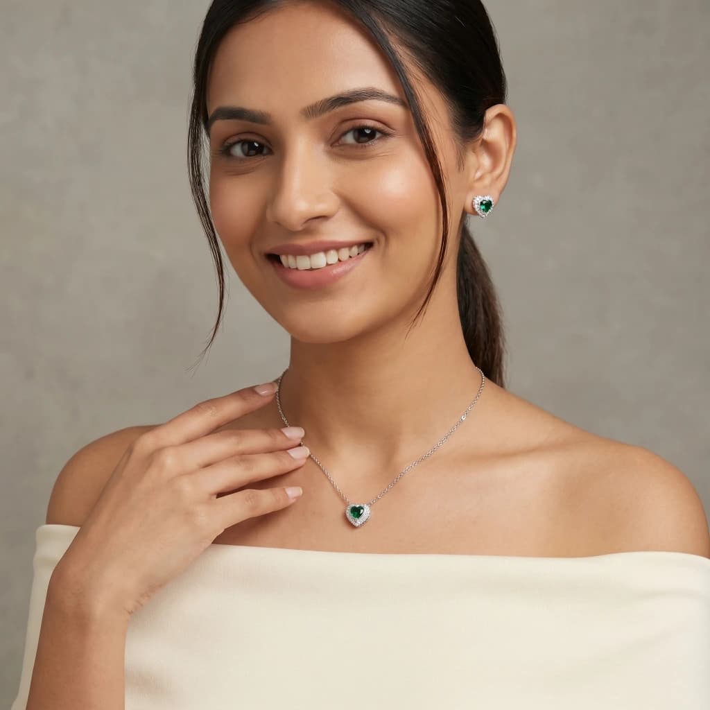 Amira Verdant Heart Suite Necklace & Earring Set image 1