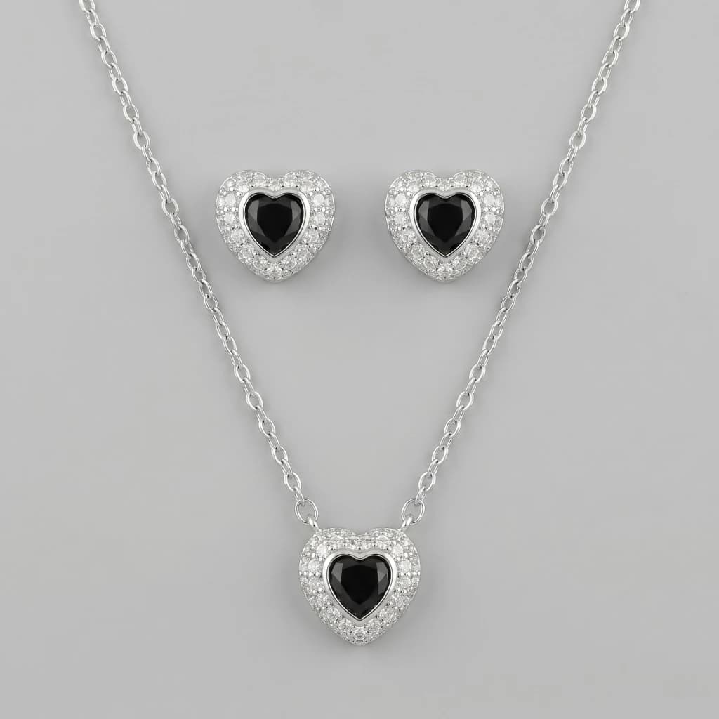 Kaira Onyx Heart Suite Necklace & Earring Set image 2