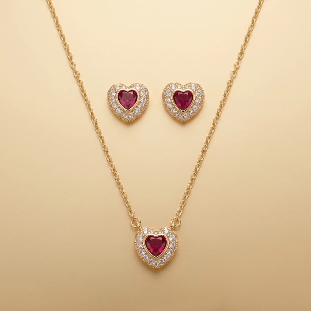 Amira Heart Royale Necklace & Earring Set image 2
