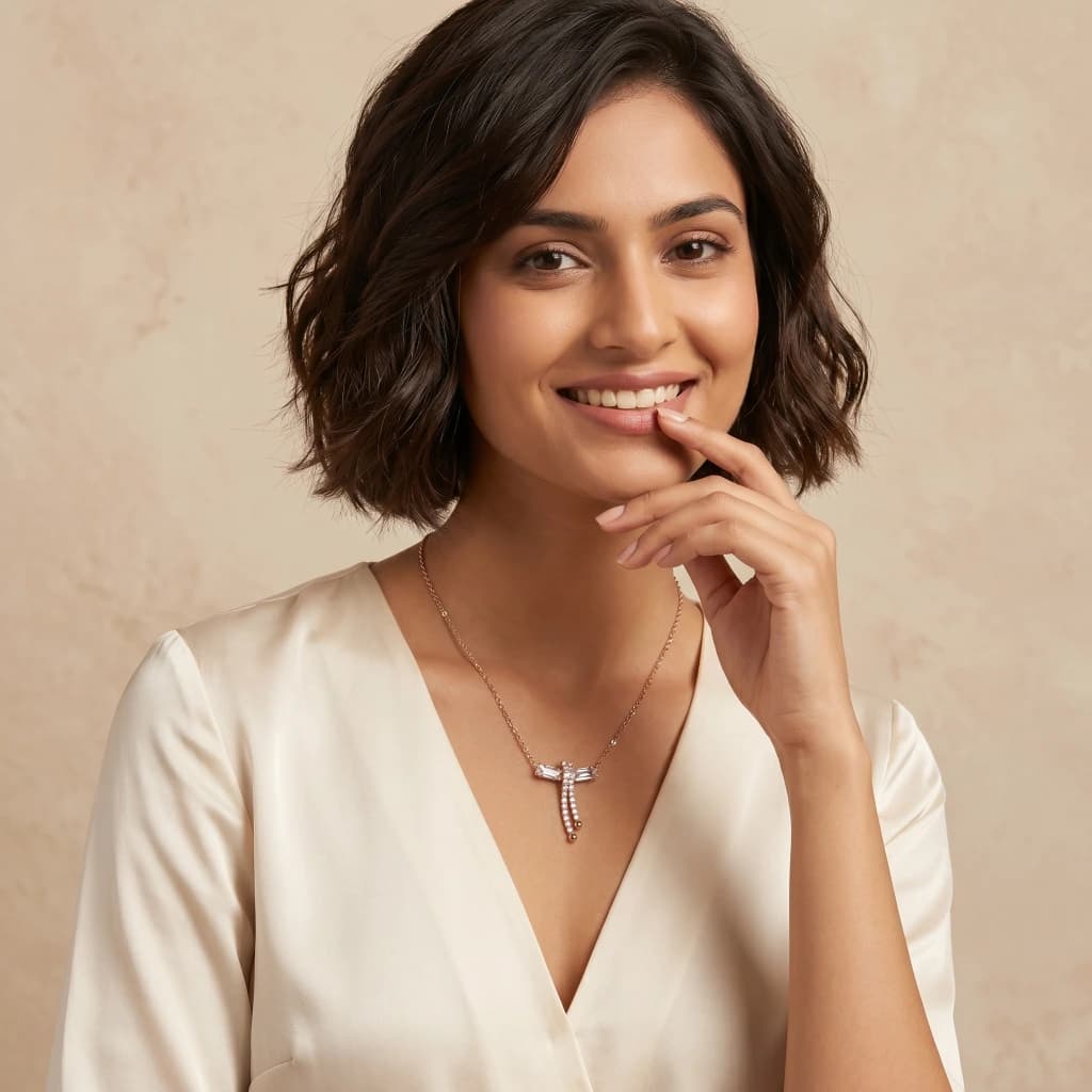 Celeste Baguette Drop Pendant Necklace image 1