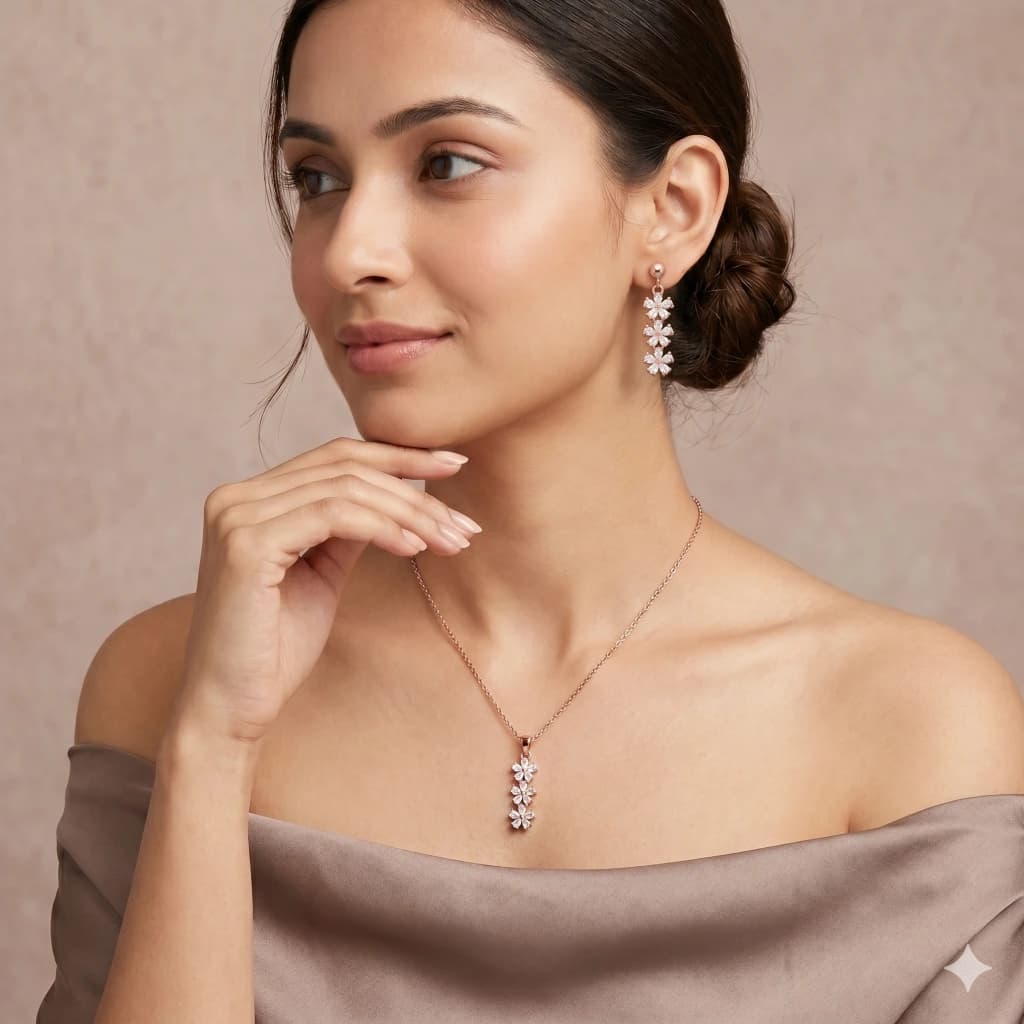 Aura Rose Blossom Suite Necklace & Earring Set image 1