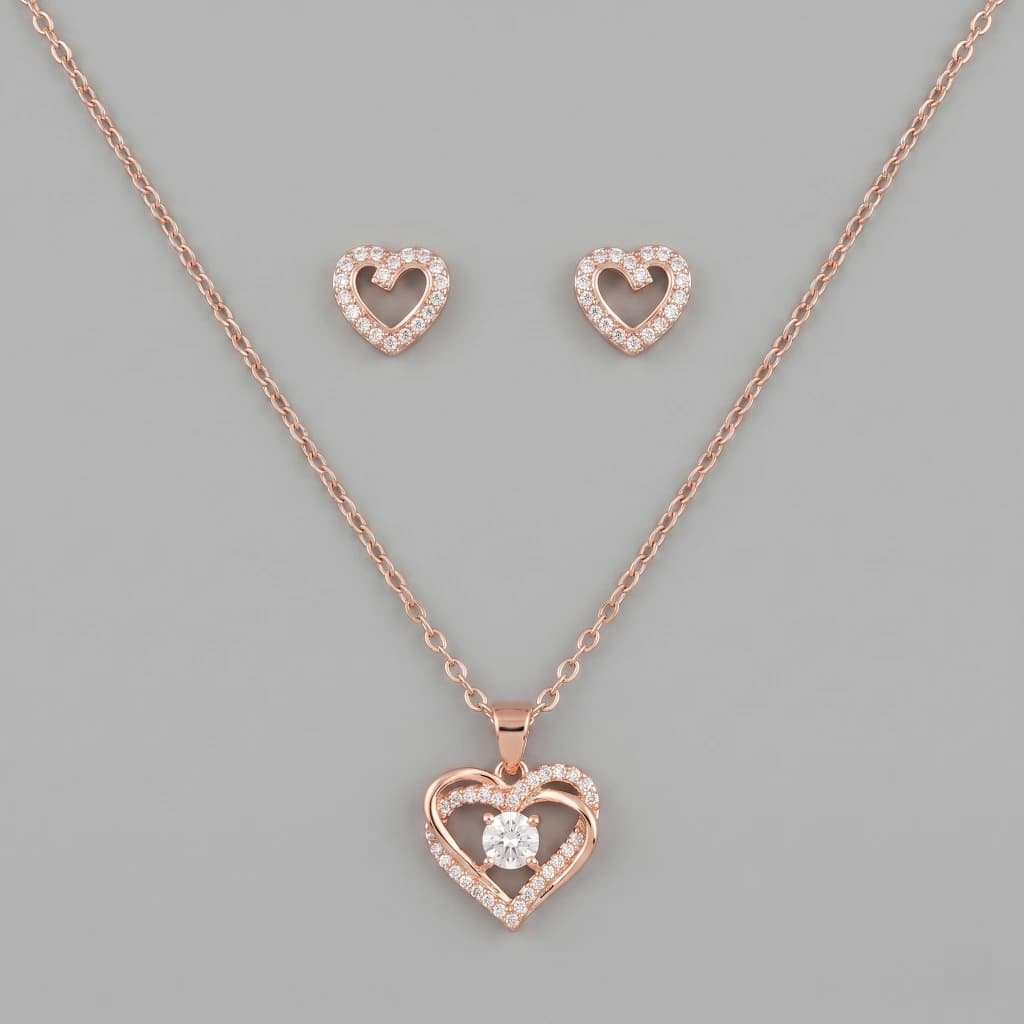 Amira Rose Heart Suite Necklace & Earring Set image 1