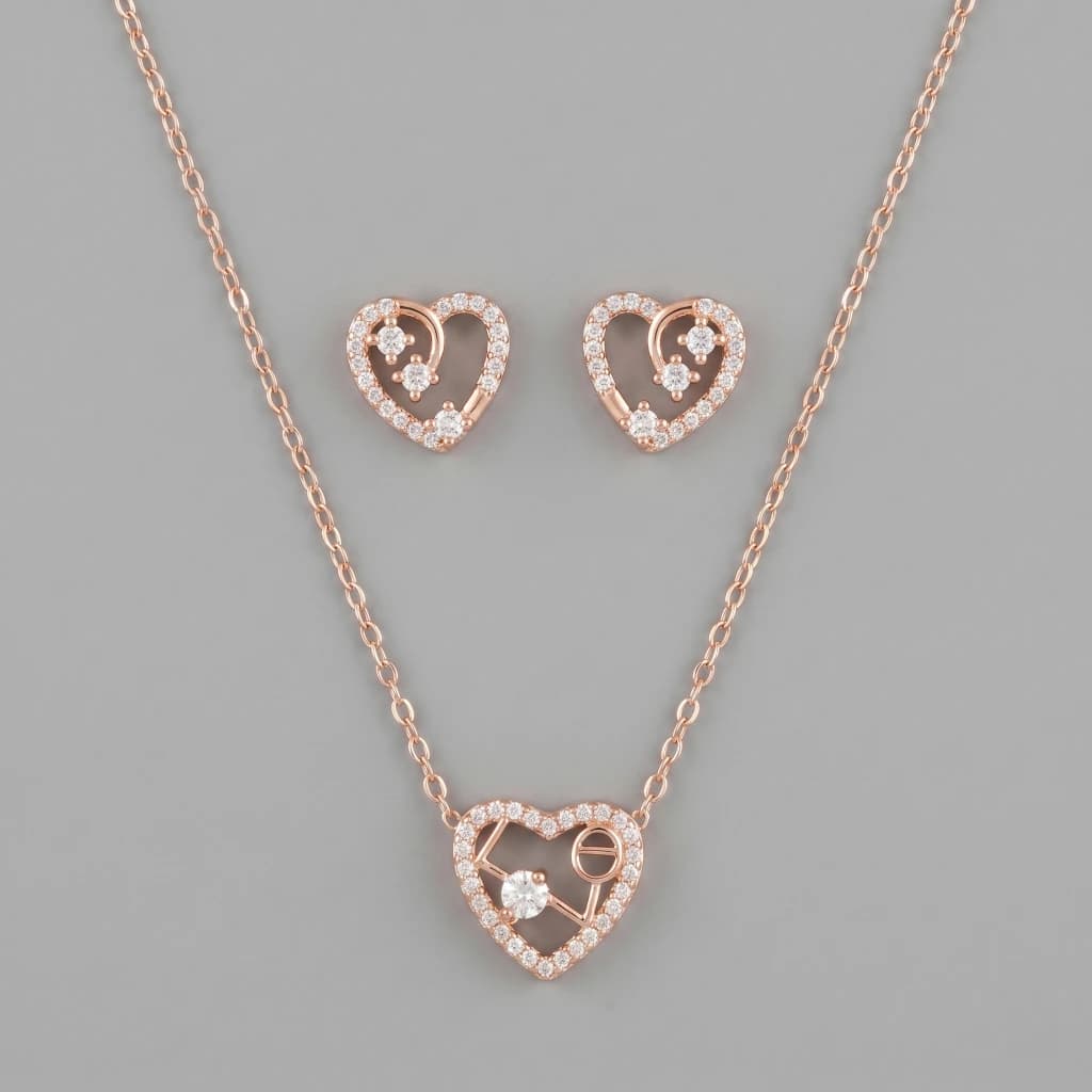 Aura Scripted Rose Love Suite Necklace & Earring Set image 1
