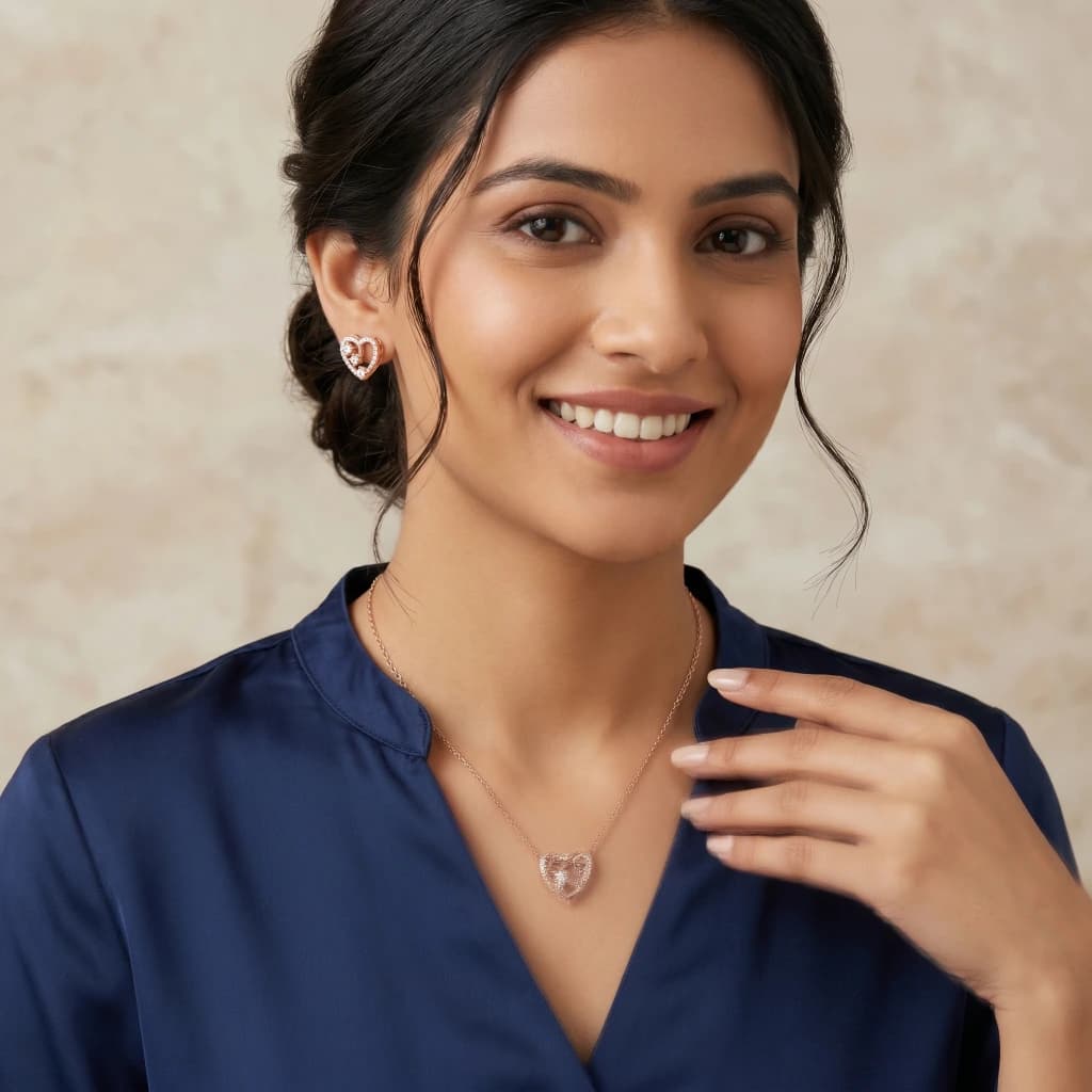 Aura Scripted Rose Love Suite Necklace & Earring Set image 2