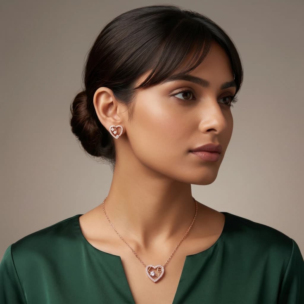 Aura Scripted Rose Love Suite Necklace & Earring Set image 4