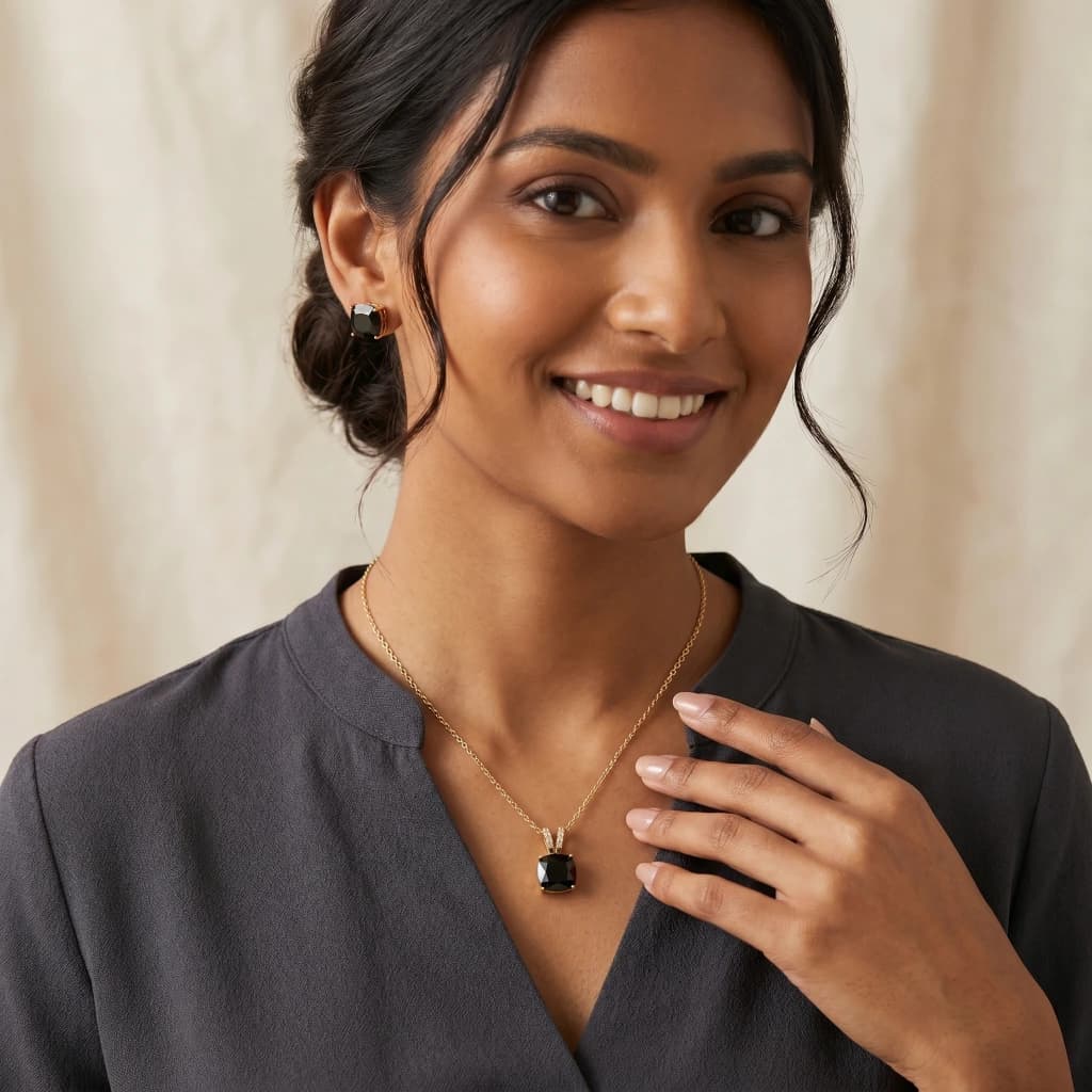 Saanvi Midnight Royale Necklace & Earring Set image 4