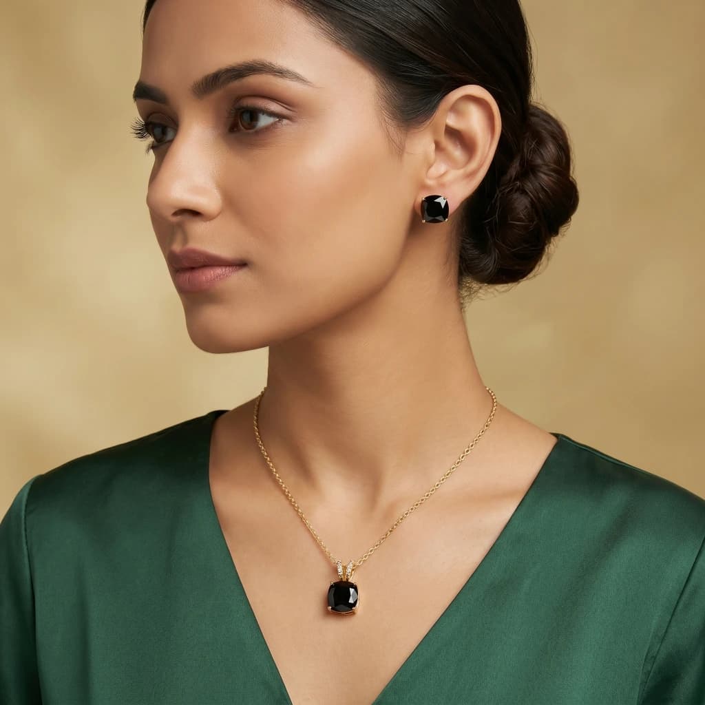 Saanvi Midnight Royale Necklace & Earring Set image 1