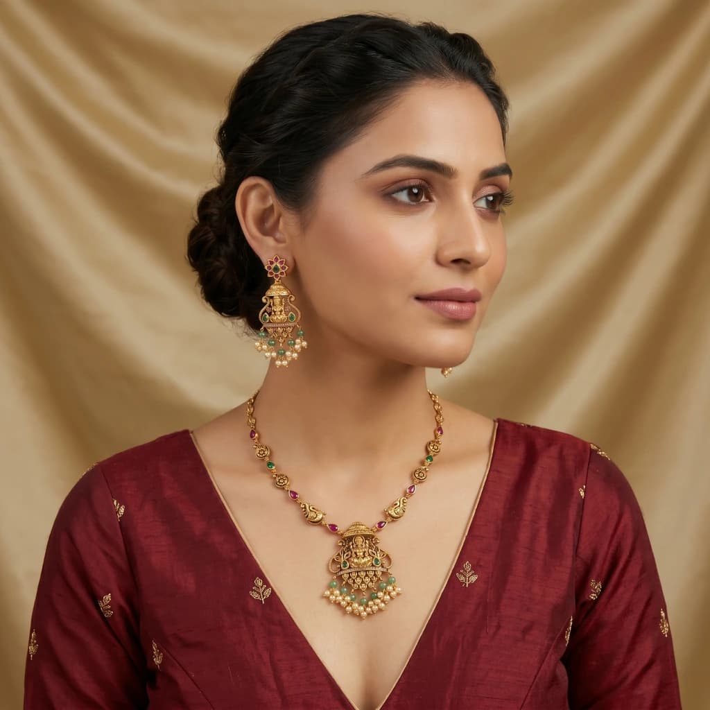The Padmashri Temple Necklace Set image 4