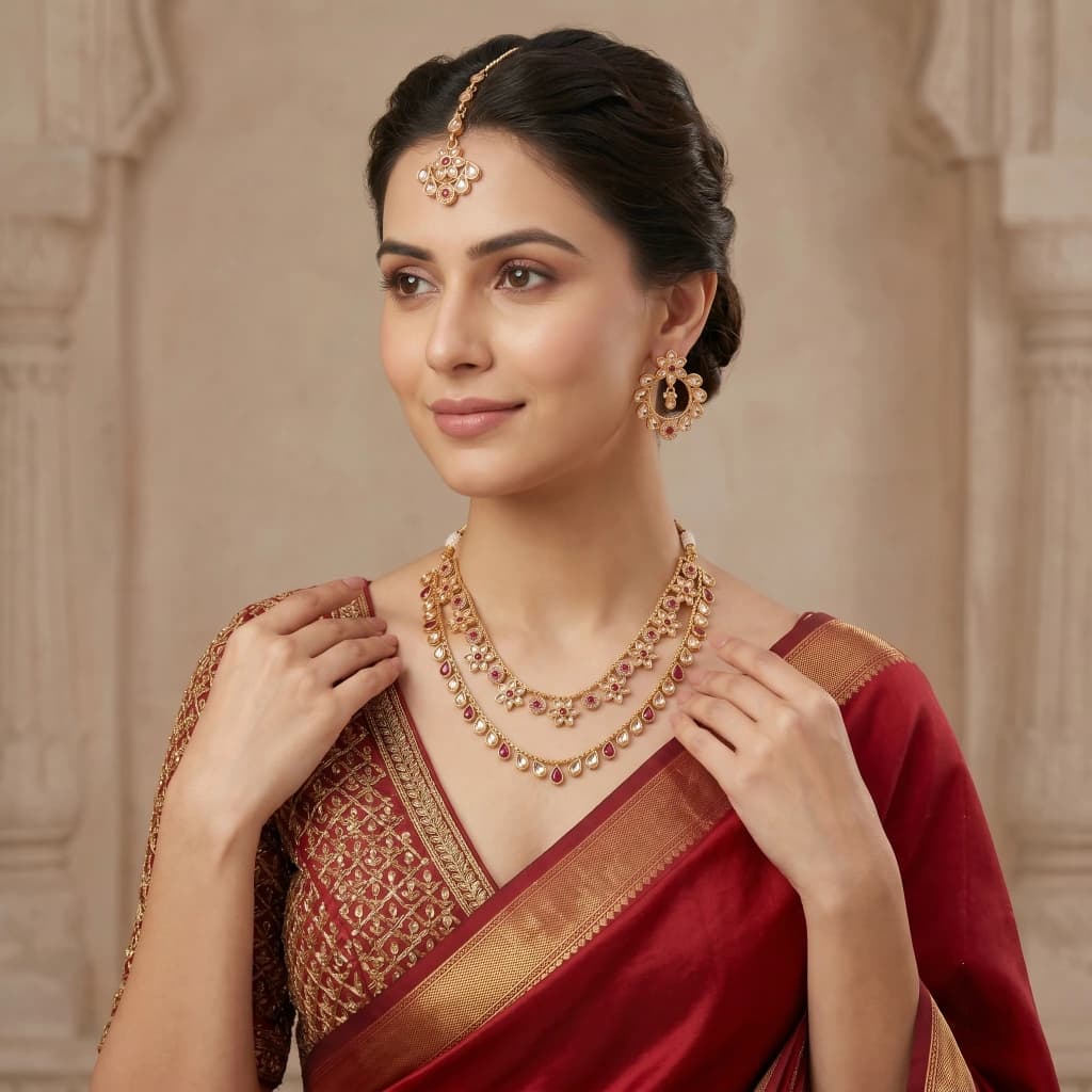 The Shanaya Layered Ensemble Kundan Necklace Set image 2