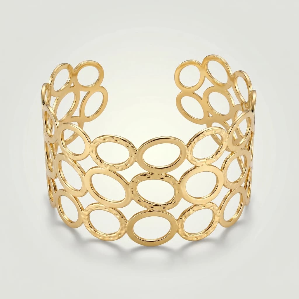 Gold Abstract Oval Cutout Broad Cuff image 1