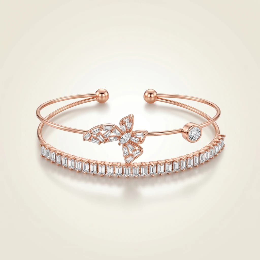 Rose Gold Butterfly Cuff Bangle image 1