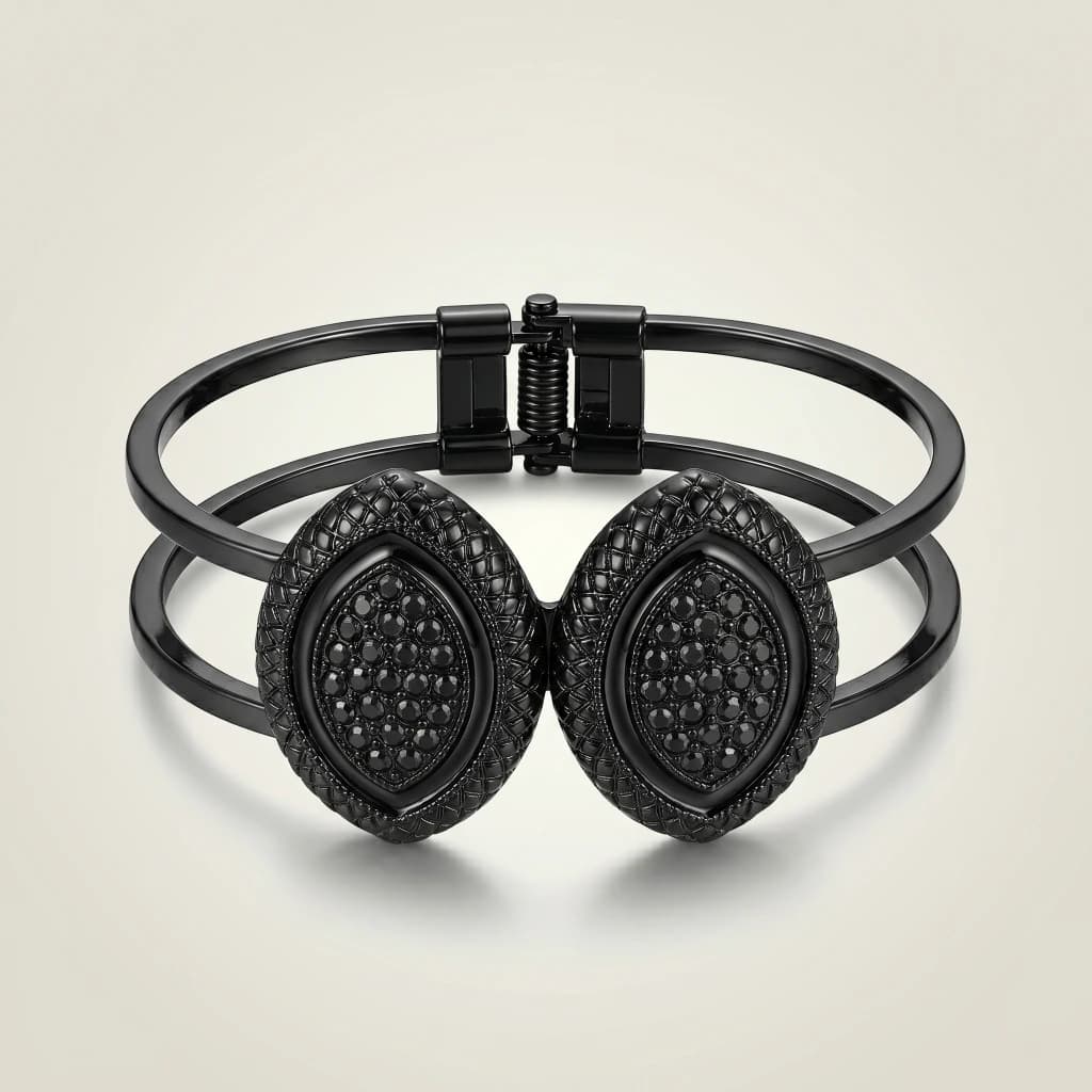 All Black Stone Studded Openable Kada image 1