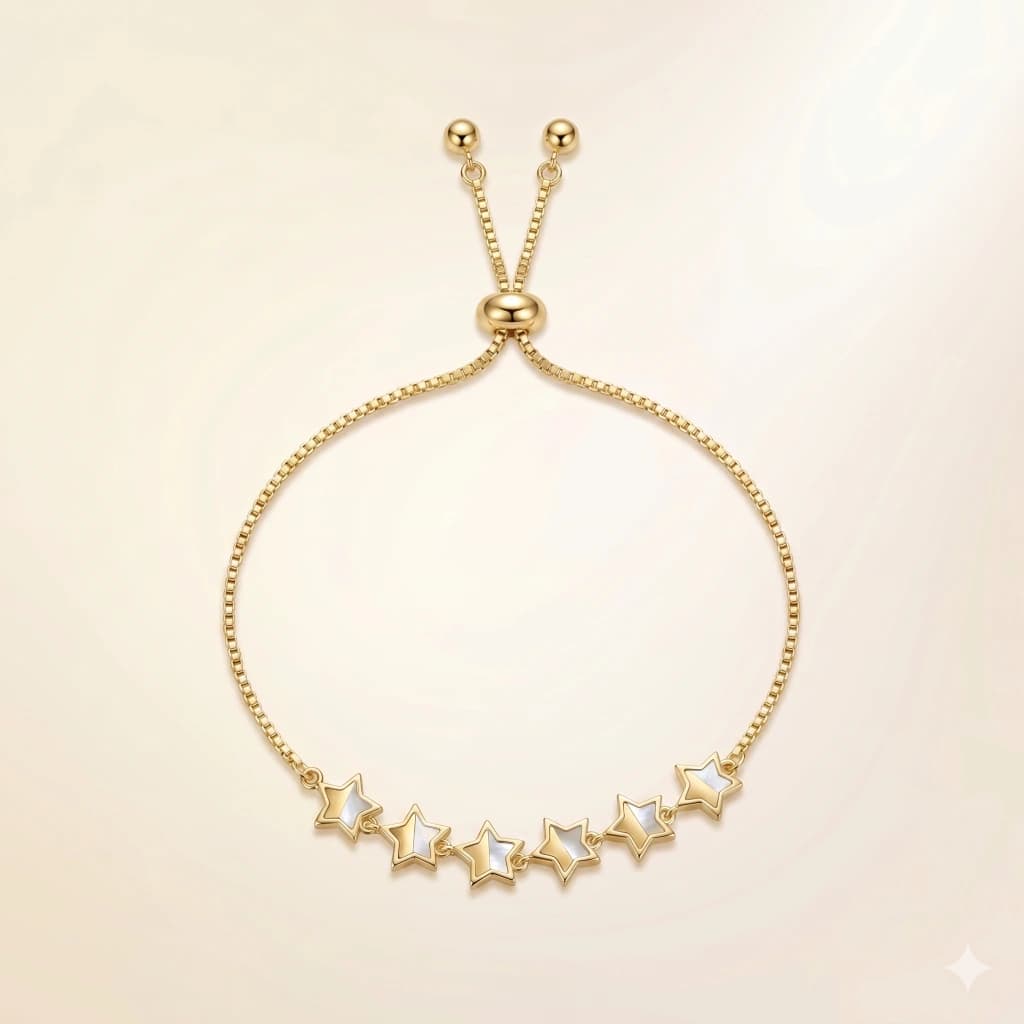 Tara Gold White Star Slider Bracelet image 2