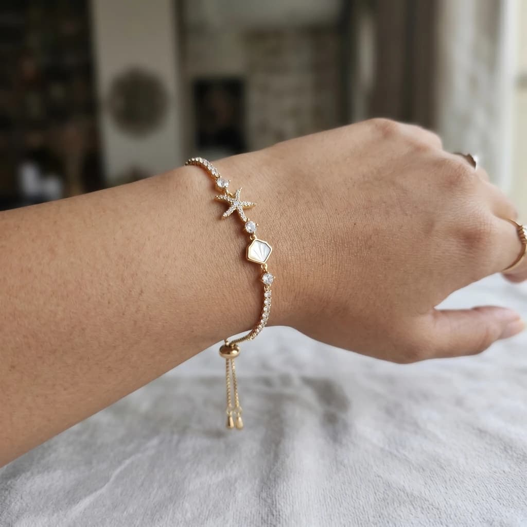Jaladhi Rose Gold Starfish Slider Bracelet image 1