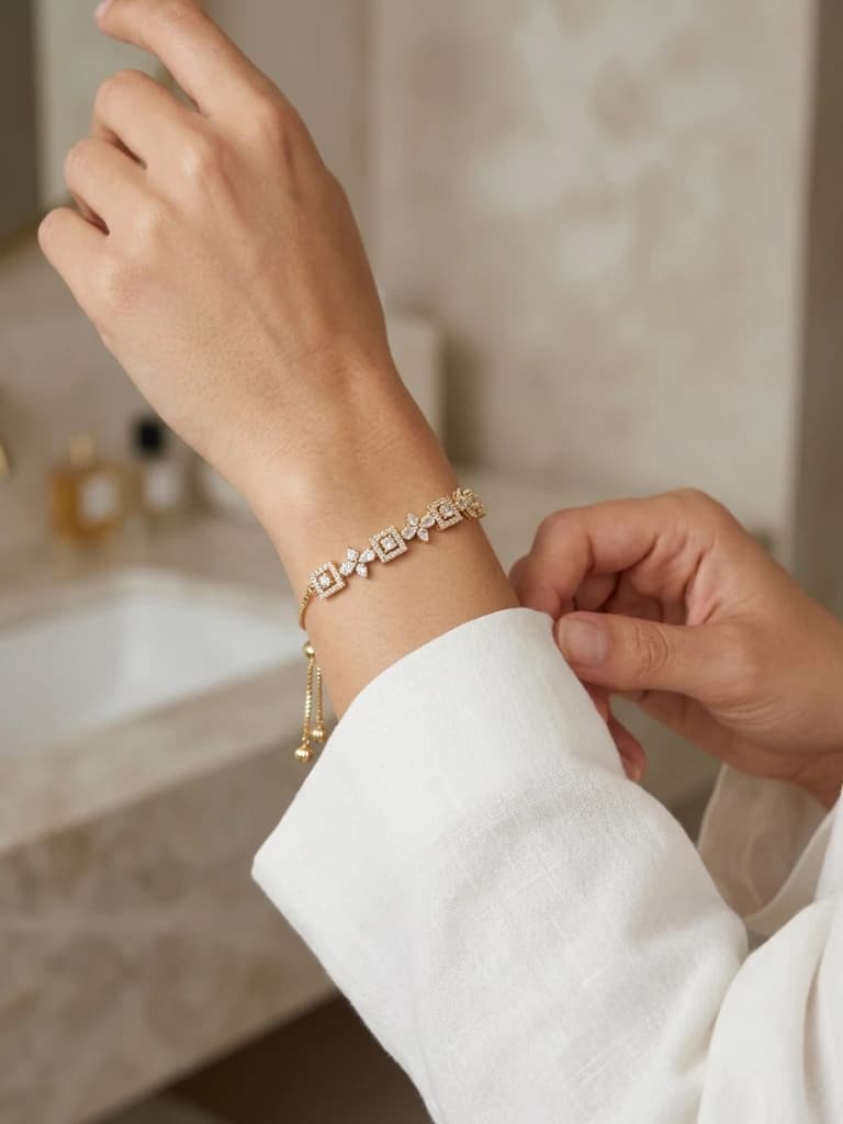 Avni Gold Crystal Geometric Slider Bracelet image 1