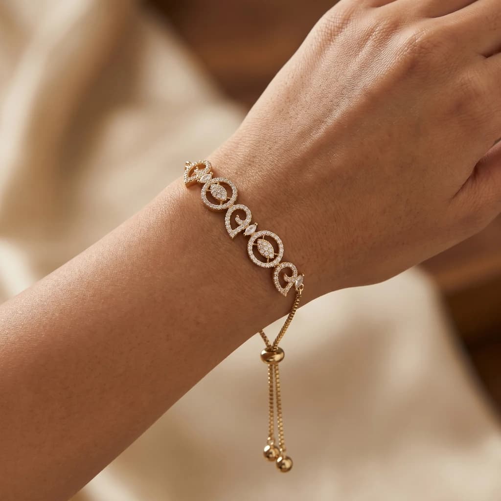 Isha Gold Crystal Designer Bracelet image 3